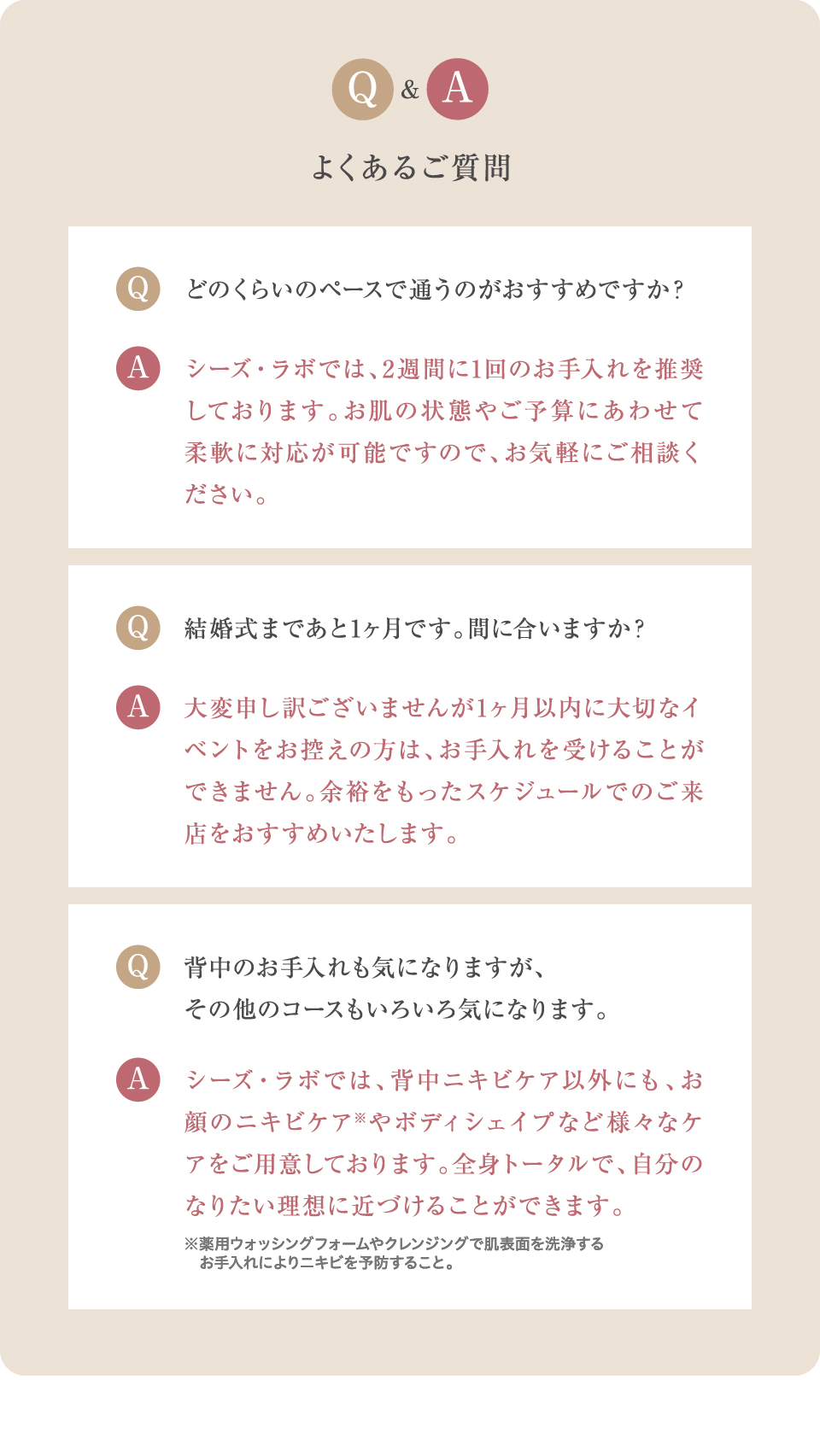 背中ニキビケアコース