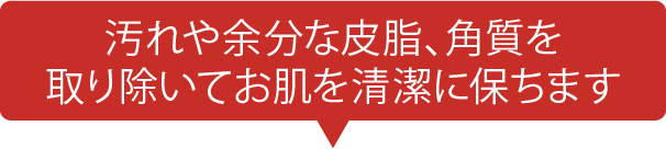 汚れや余分な皮脂、角質を取り除いてお肌を清潔に保ちます