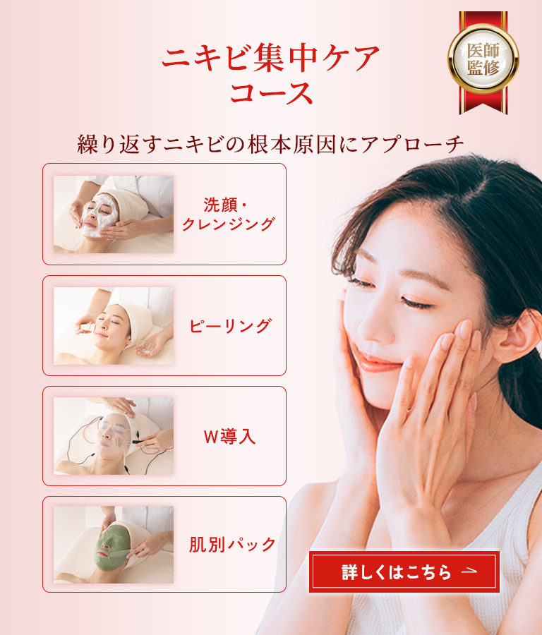 ニキビ集中ケアコース 医師監修 繰り返すニキビの根本原因にアプローチ 洗顔・クレンジング ピーリング W導入 肌別パック