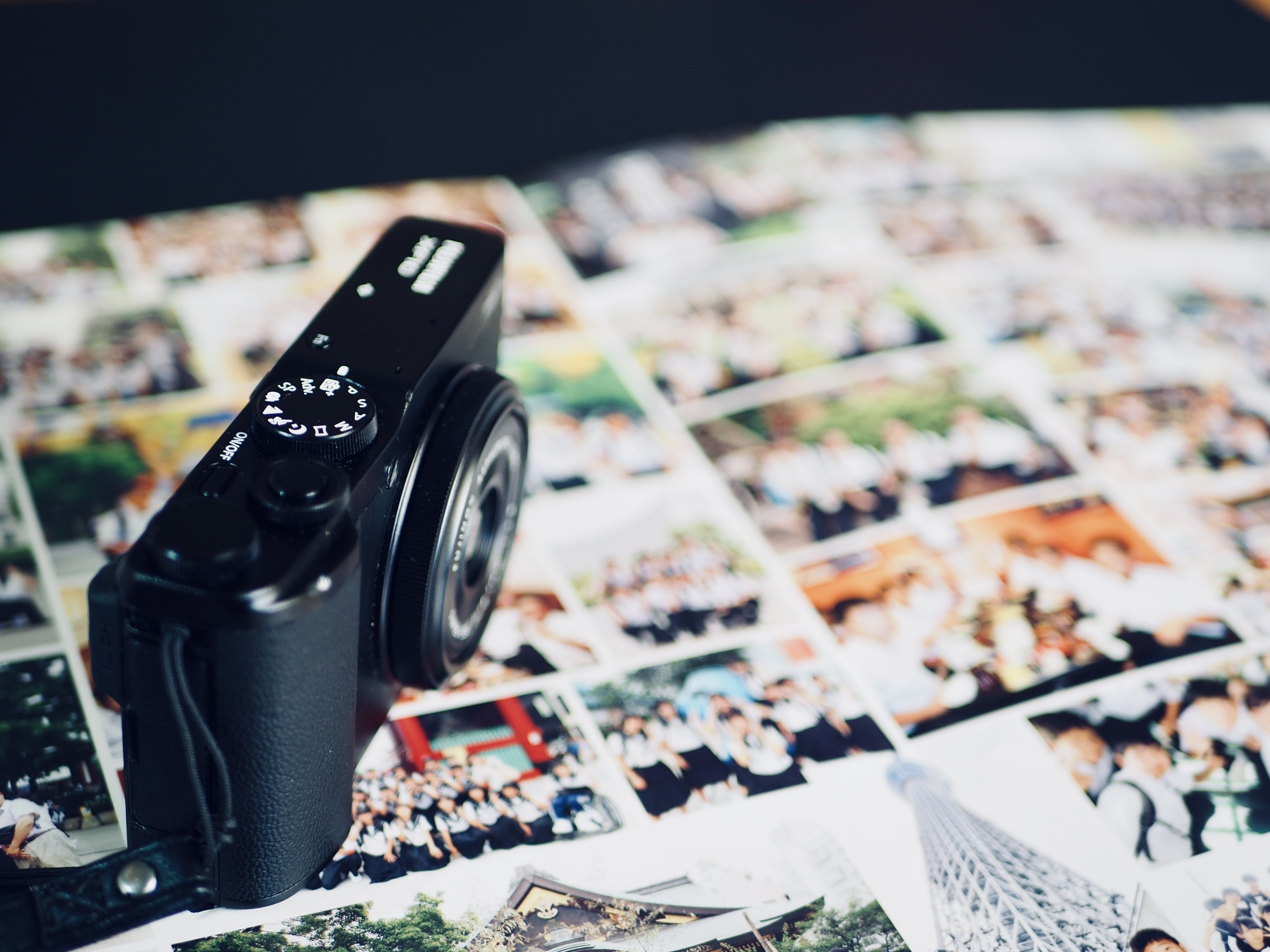 カメラと写真を見ながら写真写りを気にする様子